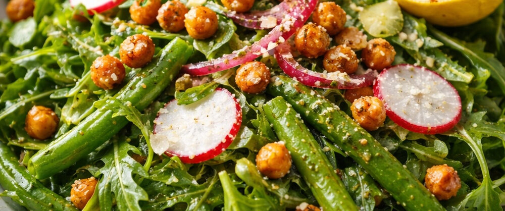 Charred lemon arugula and pesto dijon salad